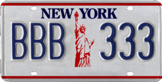 New York license plate of the type returned to the DMV on surrender