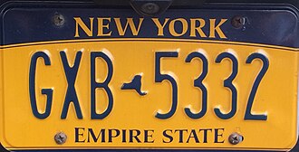 New York license plate showing the standard series design